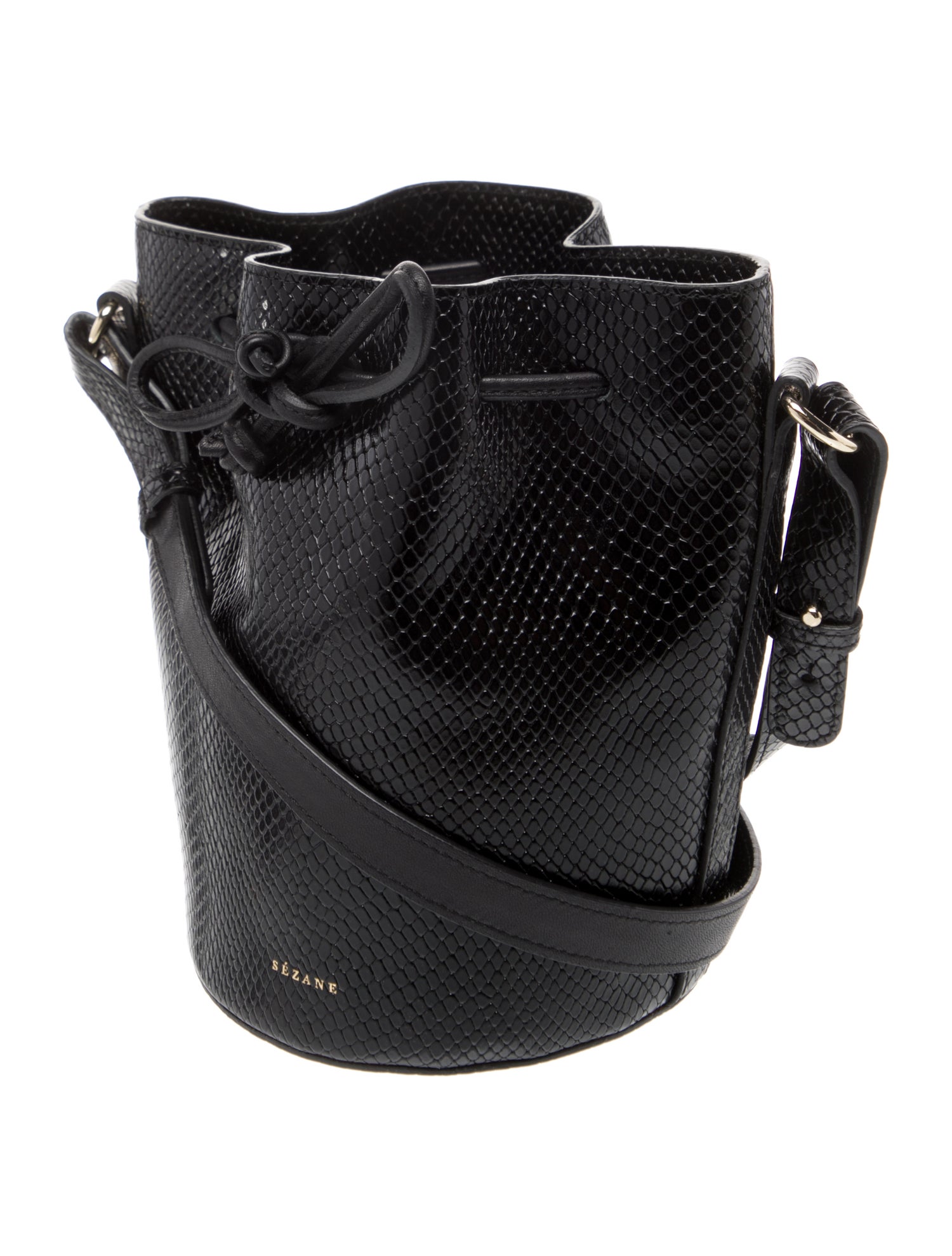 Sézane Embossed Leather Bucket Bag